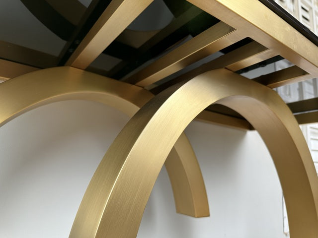 Konsole schwarz-Gold, Wandtisch Gold Glas, Breite 120 cm