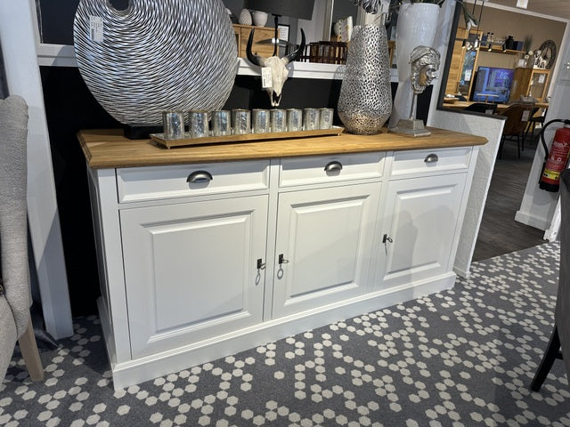 Sideboard weiß Landhaus, Anrichte weiß Landhaus, Schrank weiß Landhausstil, Breite 215 cm