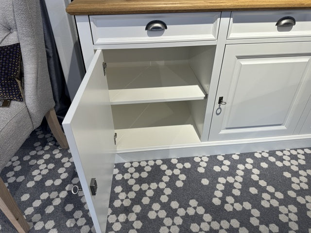 Sideboard weiß Landhaus, Anrichte weiß Landhaus, Schrank weiß Landhausstil, Breite 215 cm