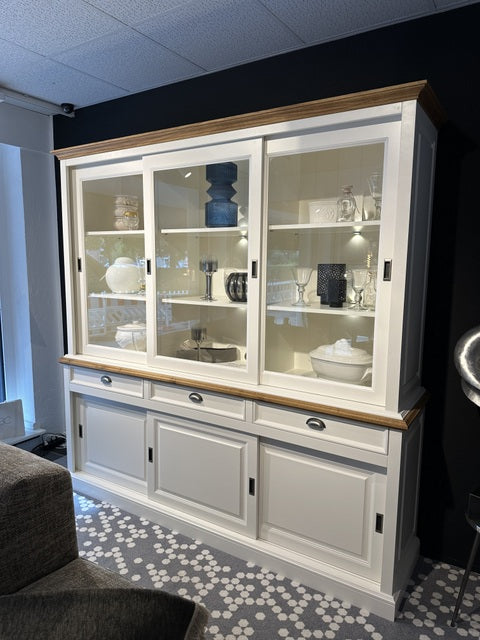 Highboard weiß Landhaus, Schrank weiß Landhaus, Geschirrschrank weiß Landhausstil,  Höhe 154 cm