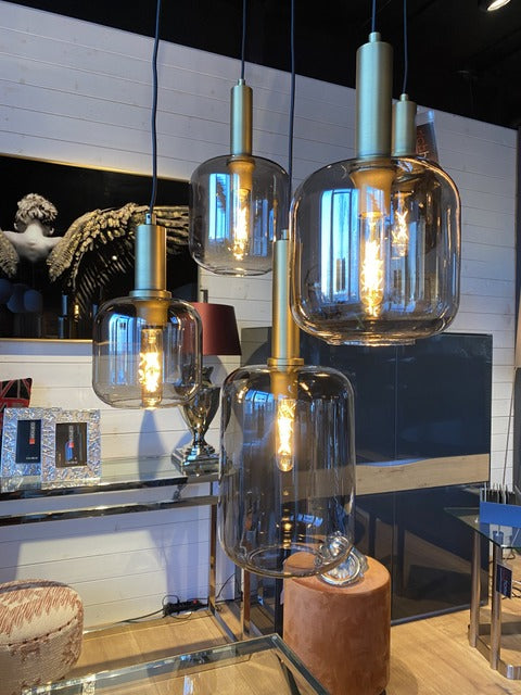 Hängelampe schwarz-Gold, Pendelleuchte schwarz Gold, Hängeleuchte Gold, Breite 70 cm