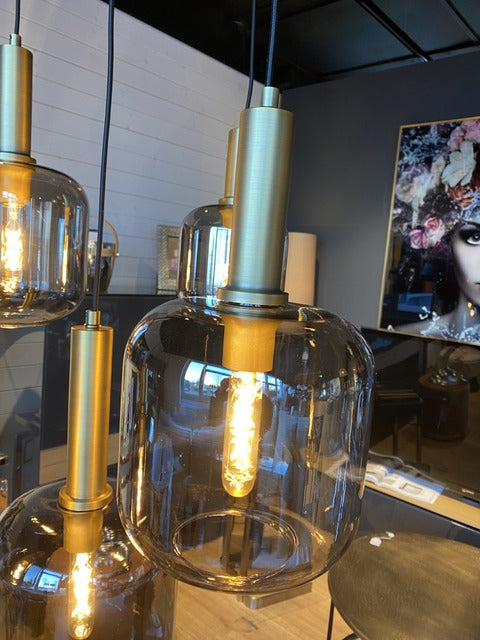 Hängelampe schwarz-Gold, Pendelleuchte schwarz Gold, Hängeleuchte Gold, Breite 70 cm