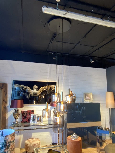 Hängelampe schwarz-Gold, Pendelleuchte schwarz Gold, Hängeleuchte Gold, Breite 70 cm