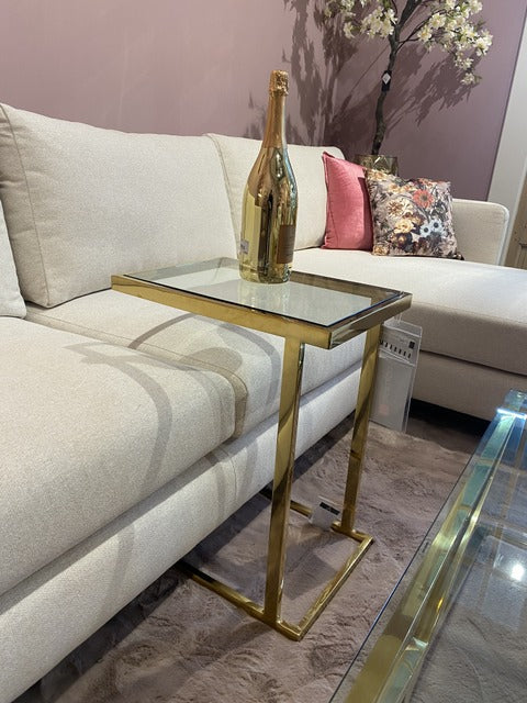 Beistelltisch Gold, Glas Beistelltisch Gold, Höhe 63 cm