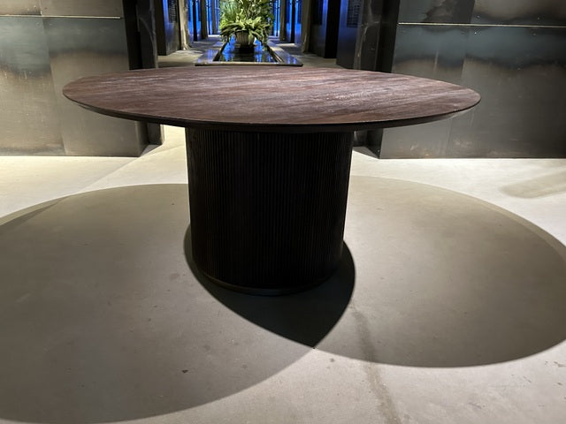 Esstisch braun rund, Tisch rund braun, Esstisch braun-Gold, Durchmesser 150 cm