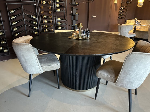 Esstisch schwarz rund, Tisch rund schwarz, Esstisch schwarz-Gold, Durchmesser 150 cm