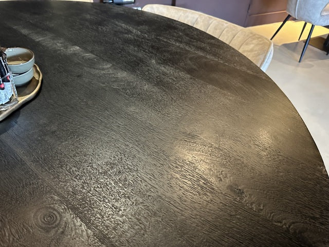 Esstisch schwarz rund, Tisch rund schwarz, Esstisch schwarz-Gold, Durchmesser 150 cm