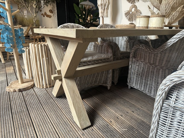 Gartentisch Massivholz, Esstisch Holz für Outdoor geeignet, Länge 200 cm