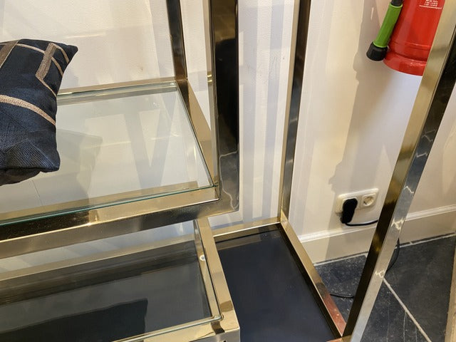 Regal Gold gebleicht, Metall Regal mit Schubladen, Breite 150 cm