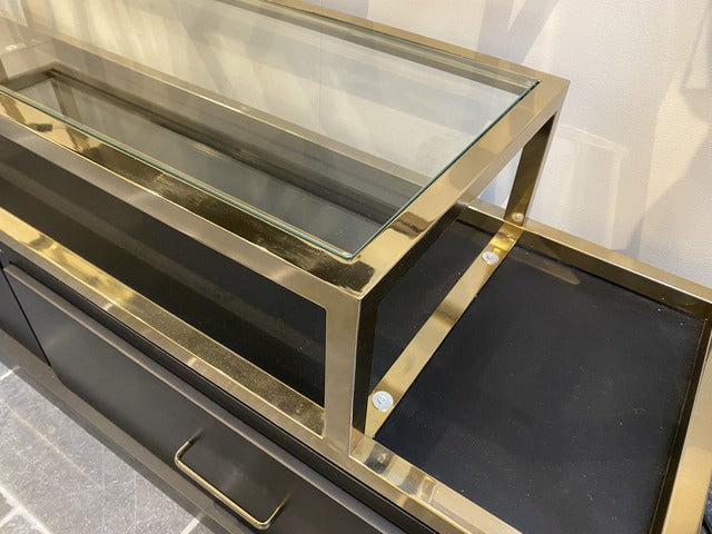 Regal Gold gebleicht, Metall Regal mit Schubladen, Breite 150 cm