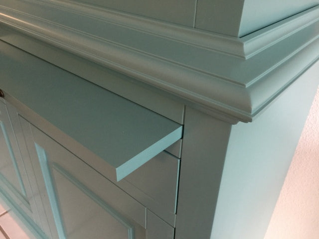 Vitrine türkis Landhaus, Geschirrschrank Landhaus, Vitrinenschrank Landhausstil, andere Farbe optional wählbar, Breite 126 cm