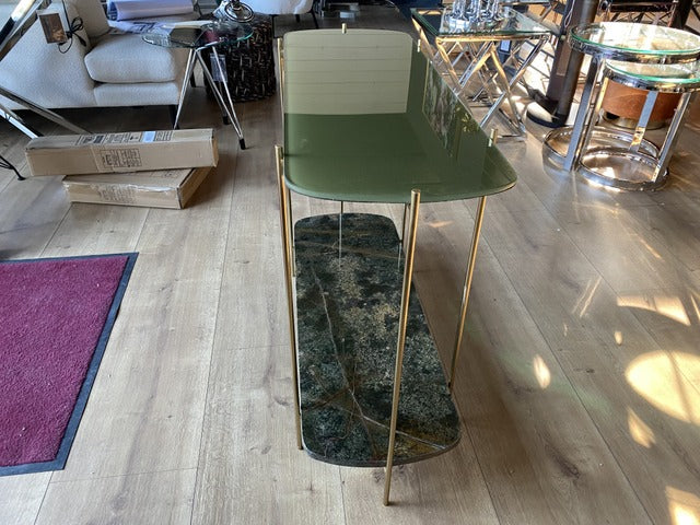 Ovale Konsole, Konsole Gold, Konsolentisch Gold, Wandtisch Gold, Breite 103 cm