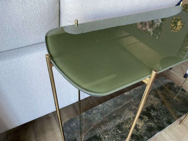 Ovale Konsole, Konsole Gold, Konsolentisch Gold, Wandtisch Gold, Breite 103 cm