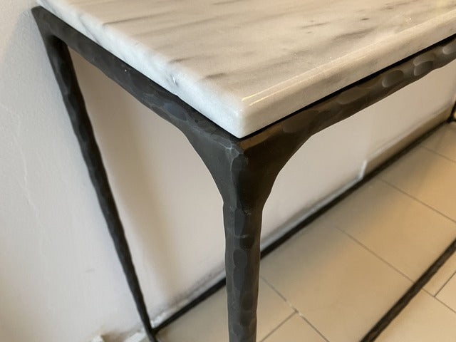 Konsole Marmor,  Konsole Schmiedeeisen schwarz, Breite 150 cm
