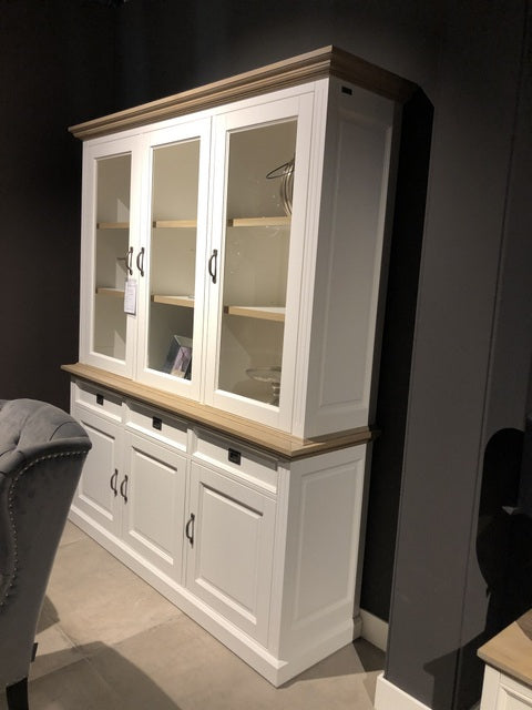 Vitrine weiß Landhaus, Vitrinenschrank weiß, Geschirrschrank weiß, Wohnzimmerschrank  Landhausstil, Breite 189 cm