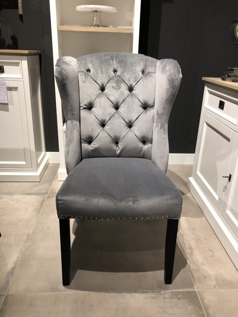 Stuhl grau Landhausstil, Stuhl Chesterfield grau