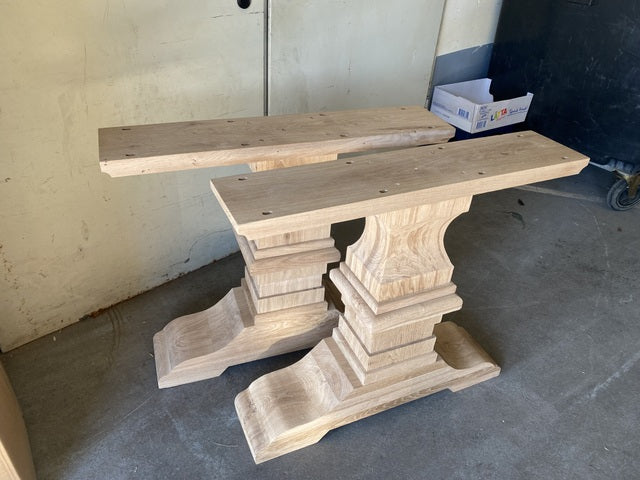 2er Set Tischgestell Holz Eiche, Holzuntergestell für Tische, Breite 78 cm