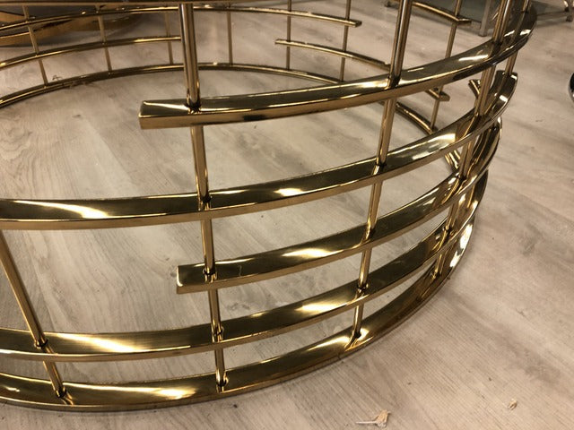 Couchtisch Gold rund, runder Tisch Gold, Couchtisch Glas Metall, Durchmesser 100 cm