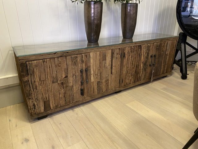 Sideboard Altholz, Anrichte braun Altholz, Fernseheschrank Altholz Industriedesign, Breite 250 cm