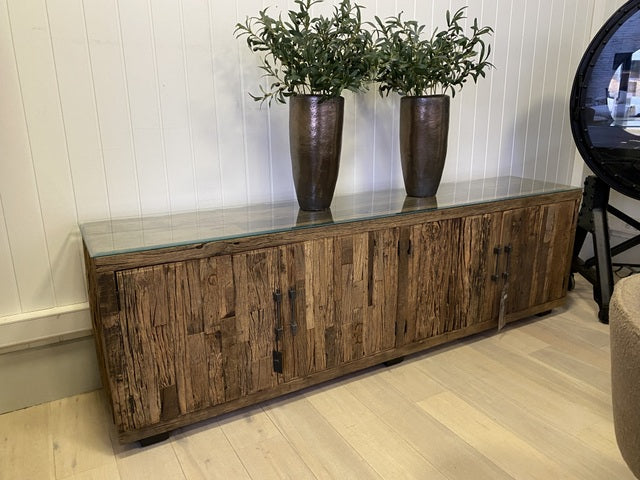 Sideboard Altholz, Anrichte braun Altholz, Fernseheschrank Altholz Industriedesign, Breite 250 cm