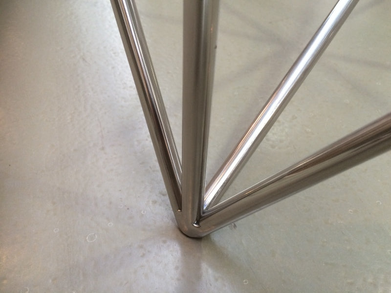 Couchtisch Silber Glas-Metall, Beistelltisch verchromt Metall und Glas, Durchmesser 80 cm