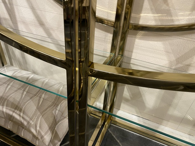 Regal Gold, Glasregal Metall, Regal Metall Glasplatte, Bücherregal Gold, Breite 120 cm