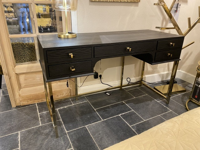 Anrichte schwarz, Konsole schwarz, Konsole Gold, Breite 140 cm
