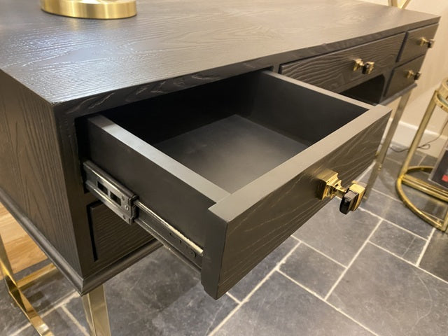 Anrichte schwarz, Konsole schwarz, Konsole Gold, Breite 140 cm