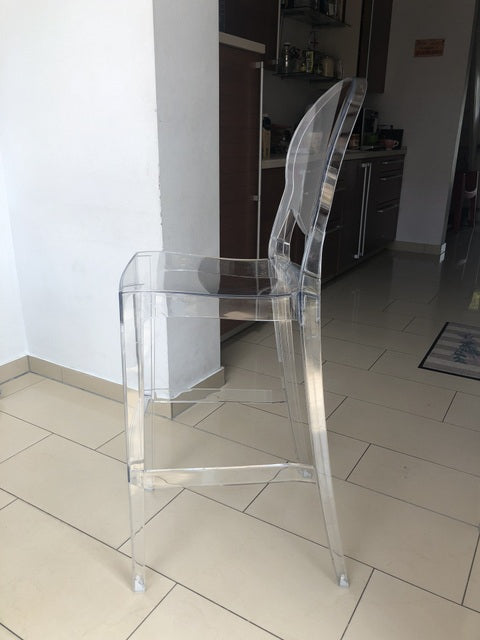 Barstuhl transparent Kunststoff, Barhocker transparent, Sitzhöhe 65 cm