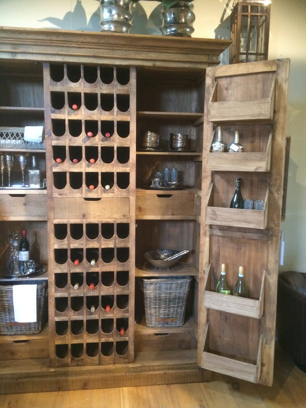Weinschrank Massivholz, Weinregal Holz im Landhausstil