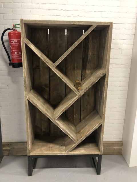 Weinschrank Industriedesign,  Weinregal Altholz, Breite 80 cm