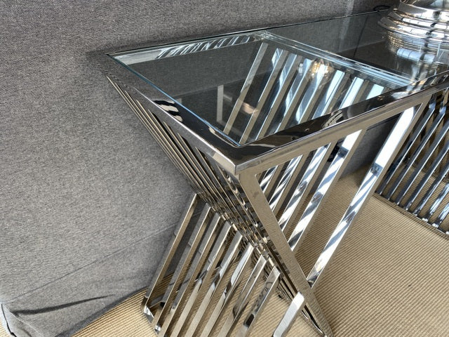 Konsole Silber, Wandtisch Silber, Konsole Metall Silber, Breite 150 cm