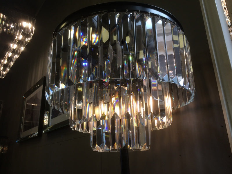 Stehlampe anthrazit-transparten, Stehleuchte Metall-Glas