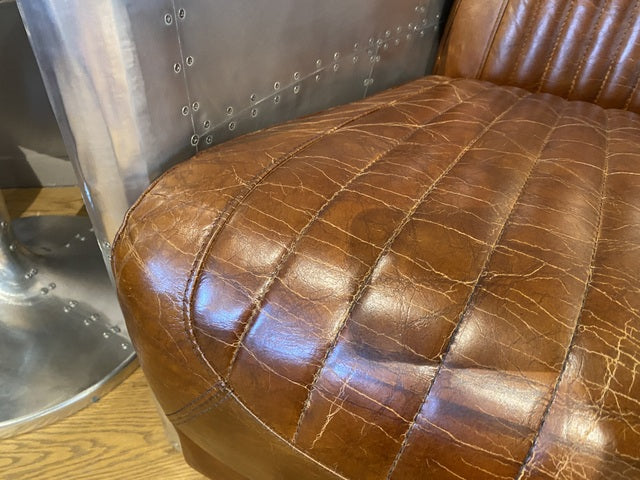 Sessel Aircraft, Ledersessel braun, Sessel Silber-braun