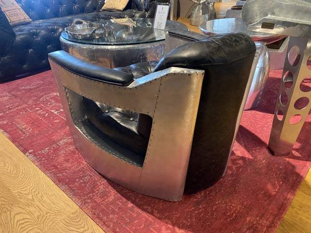 Sessel Aircraft, Ledersessel schwarz, Sessel Silber-schwarz, Sessel Chesterfield schwarz