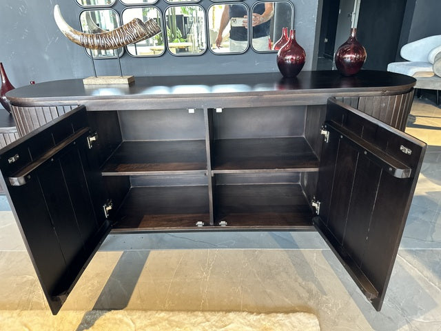 Sideboard braun oval, Anrichte oval braun, Sideboard braun Holz, Länge 180 cm