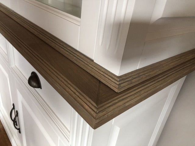 Buffetschrank weiß Landhausstil, Vitrine weiß Landhaus, Geschirrschrank weiß, Breite 232 cm