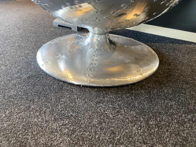 Design Sessel mit Aluminium beschichtet 360° drehbar, Sessel braun-Aluminium