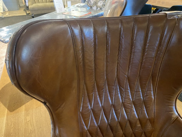 Sessel Aluminium, Drehsessel Cognac, Ohrensessel Industriedesign, Sessel Aircraft cognac-Silber