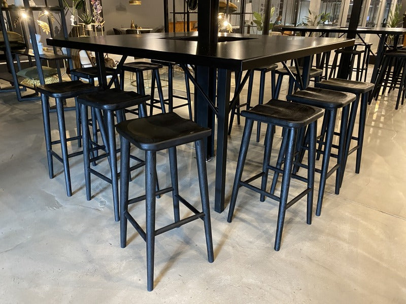 Barhocker schwarz, Barstuhl schwarz Holz, Sitzhöhe 78 cm