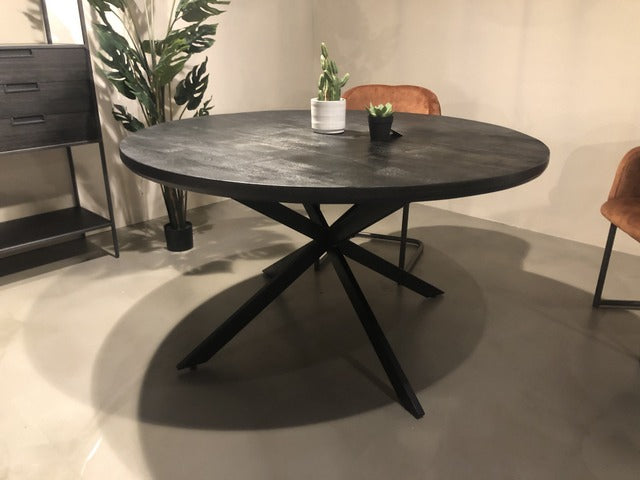 Runder Tisch schwarz, Tisch rund schwarz, schwarzer Tisch rund, Durchmesser 140 cm