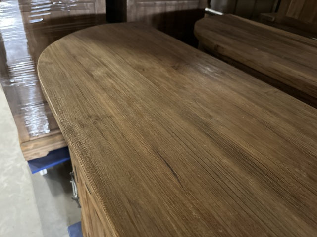 Sideboard abgerundete Ecken Teak Massivholz, Anrichte abgerundete Ecken Teak Landhaus, Breite 220 cm