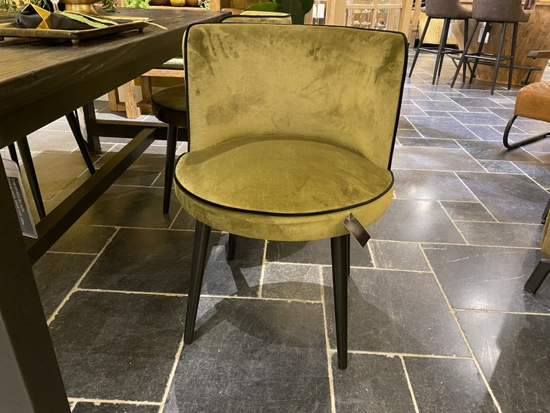 Stuhl grün, Stuhl rund gepolstert, runder Stuhl grün-schwarz