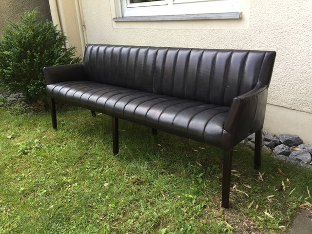 Bank gepolstert Echtleder-Bezug, Bank Echtleder schwarz, Länge 200 cm