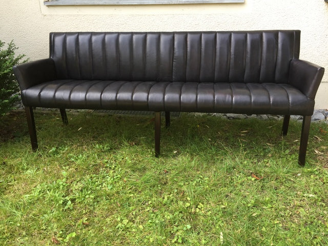 Bank gepolstert Echtleder-Bezug, Bank Echtleder schwarz, Länge 200 cm