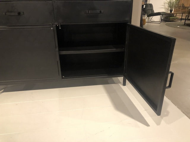 Metallschrank schwarz, Schrank schwarz Industriedesign, Metall Schrank schwarz, Breite 125 cm