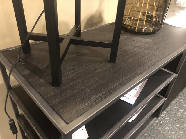 Sideboard schwarz, Anrichte schwarz, Sideboard Metall Holz schwarz, Breite 220 cm