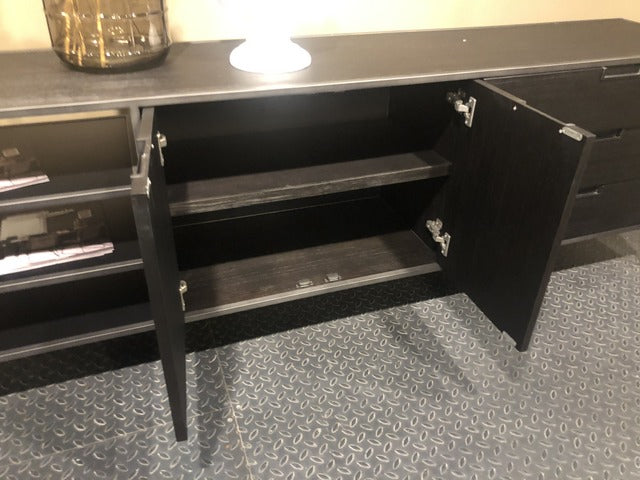 Sideboard schwarz, Anrichte schwarz, Sideboard Metall Holz schwarz, Breite 220 cm