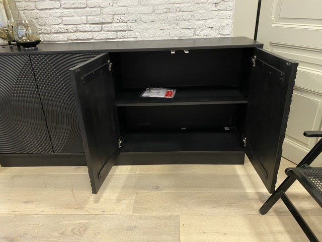 Sideboard schwarz, Anrichte schwarz, Breite 185 cm