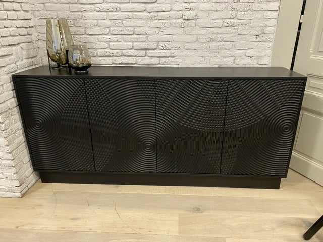 Sideboard schwarz, Anrichte schwarz, Breite 185 cm